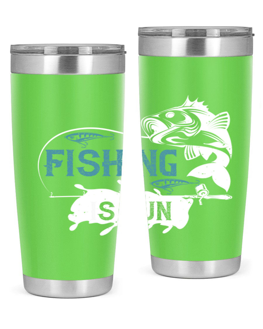 Fishing is Fun 274# Tumbler in stainless steel with vibrant print, perfect for outdoor adventures.