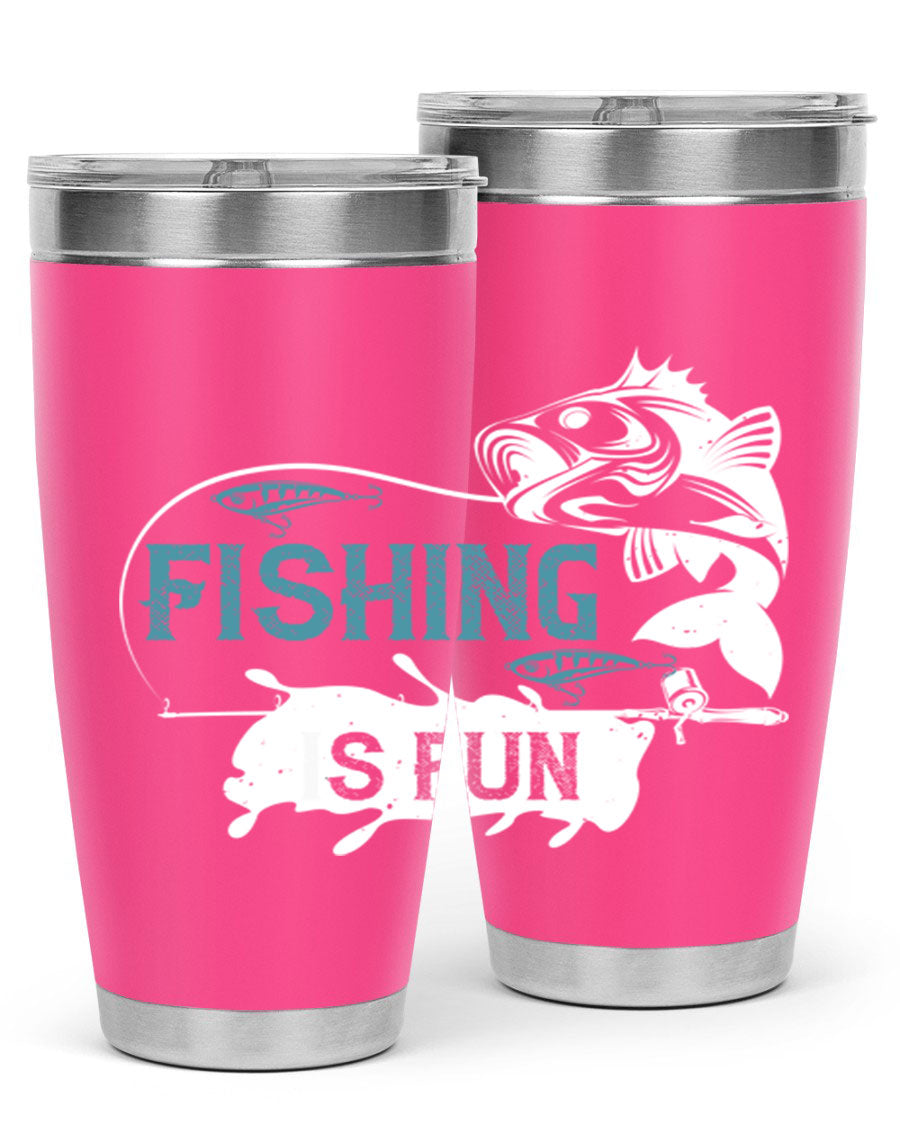 Fishing is Fun 274# Tumbler in stainless steel with vibrant print, perfect for outdoor adventures.