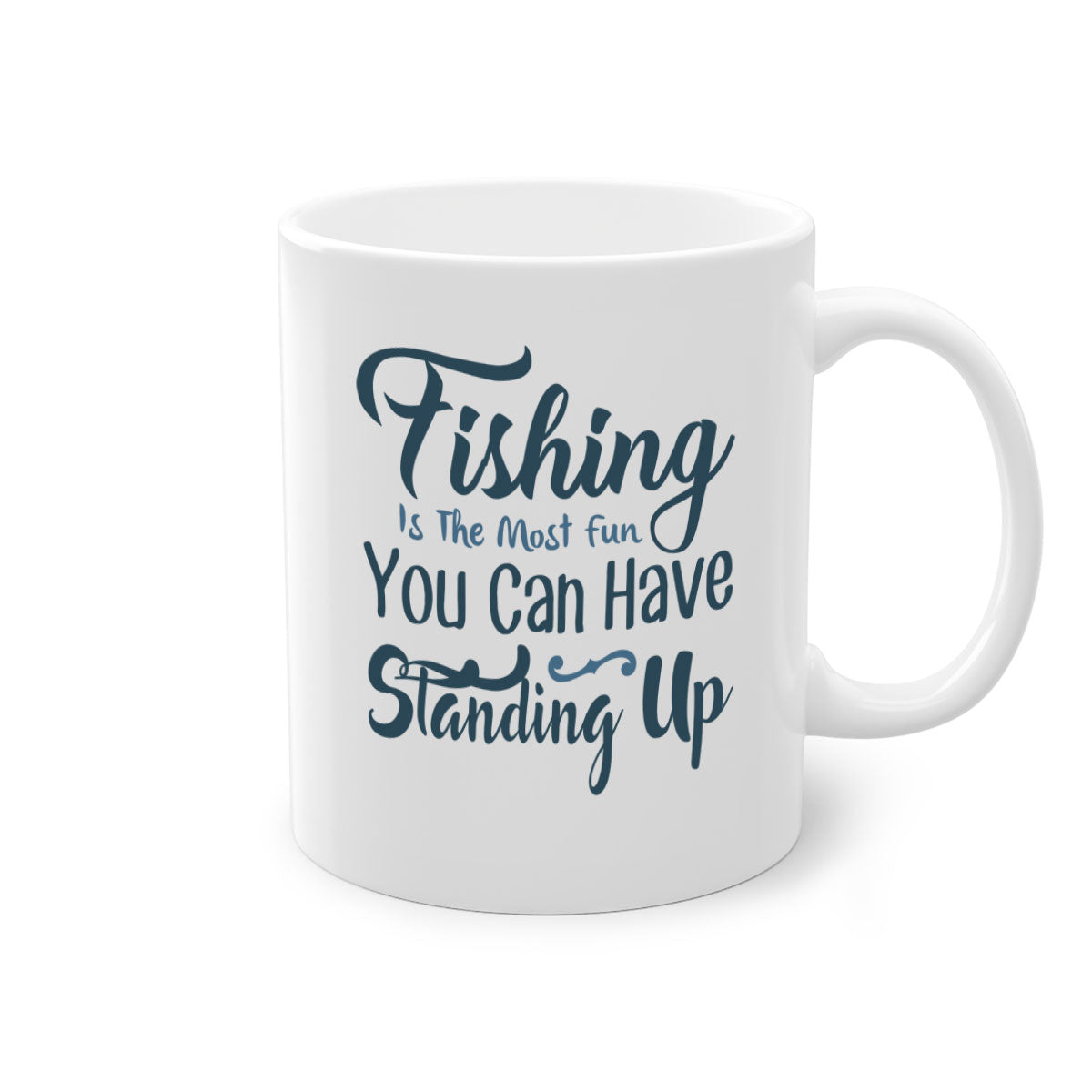 Fishing is the Most Mug with colorful handle and glossy finish, perfect for coffee and tea lovers.