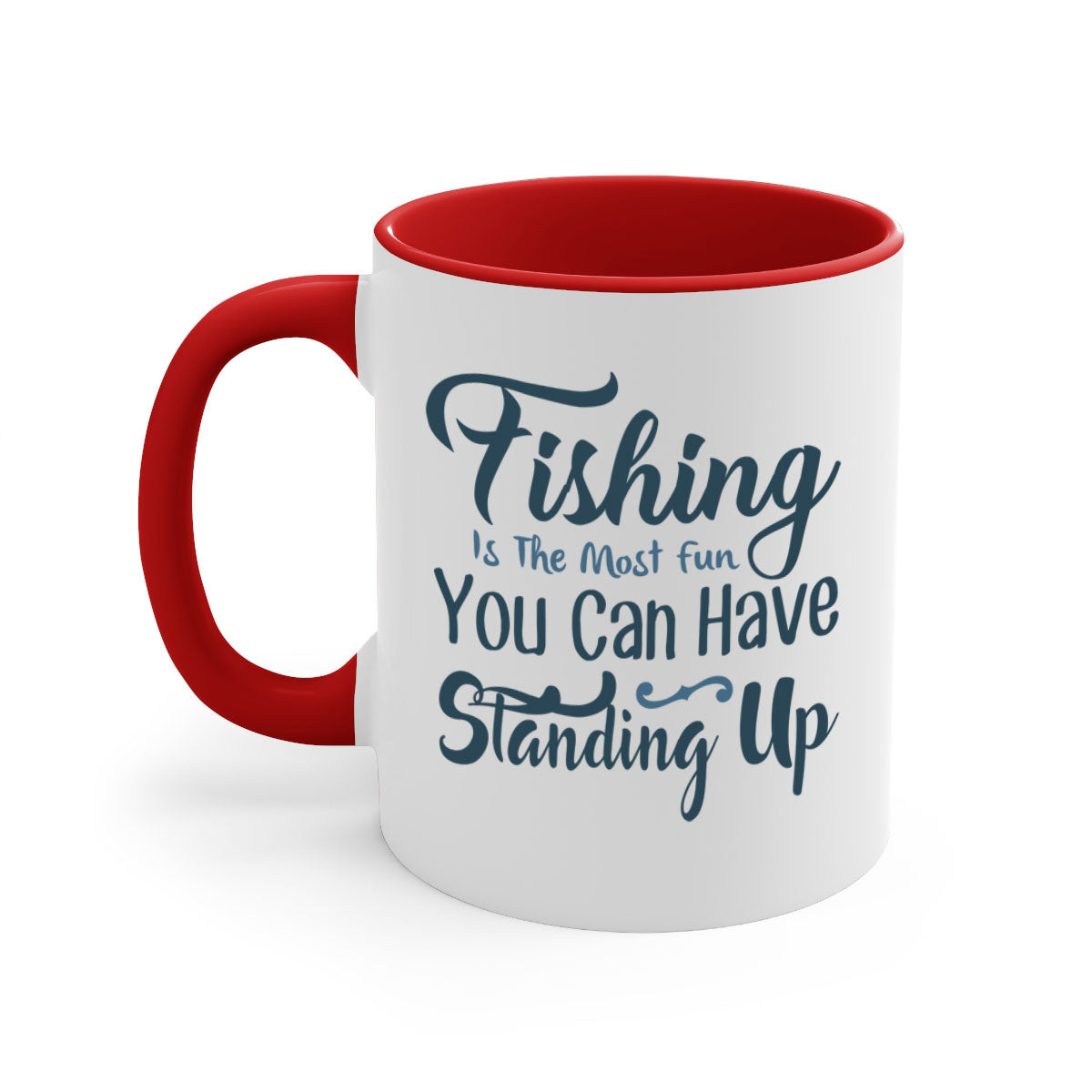 Fishing is the Most Mug with colorful handle and glossy finish, perfect for coffee and tea lovers.