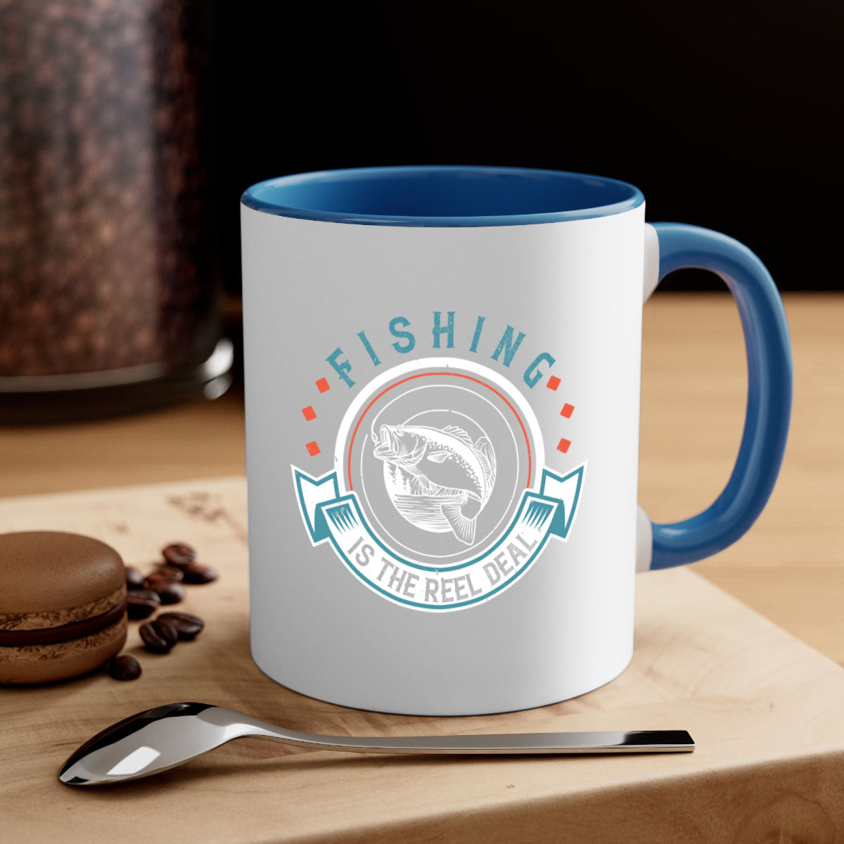 Fishing is the Reel Deal 271# Mug with colorful handle and glossy finish, perfect for coffee and tea lovers.