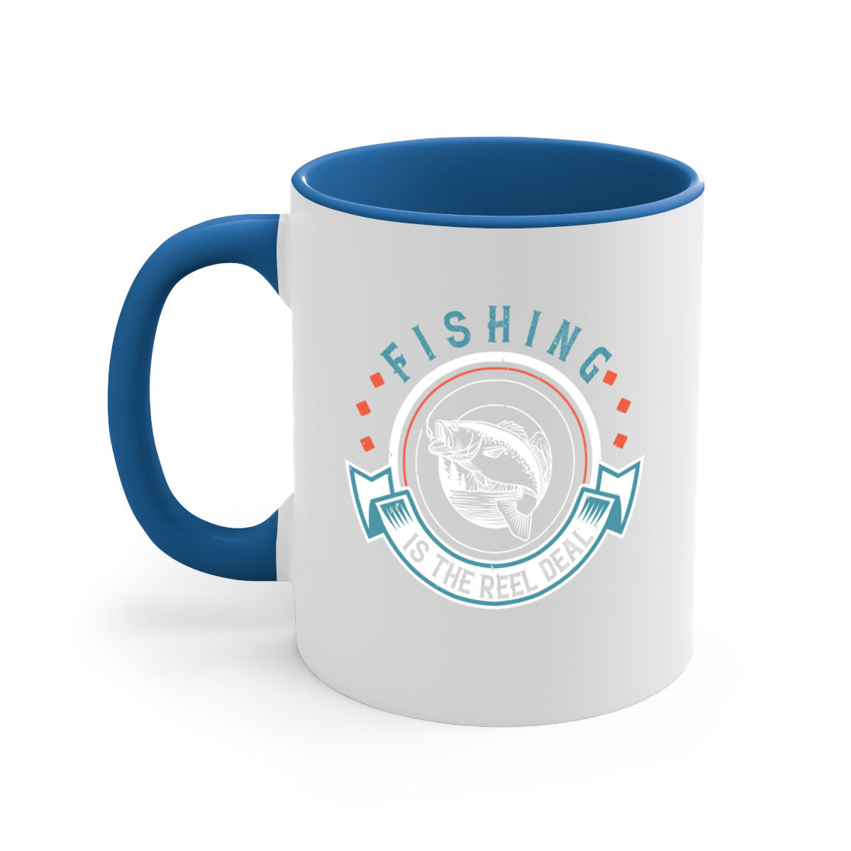 Fishing is the Reel Deal 271# Mug with colorful handle and glossy finish, perfect for coffee and tea lovers.