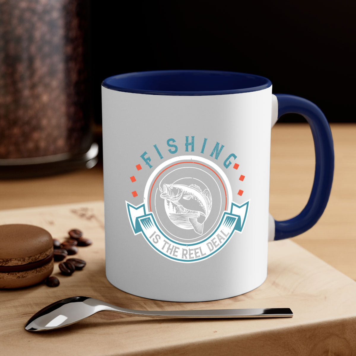 Fishing is the Reel Deal 271# Mug with colorful handle and glossy finish, perfect for coffee and tea lovers.