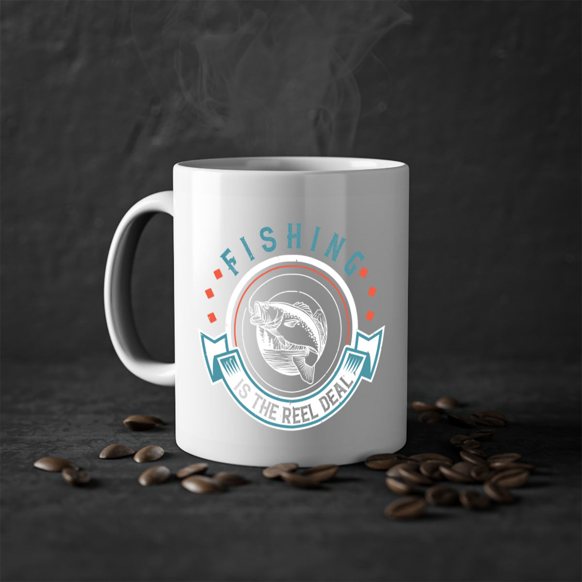 Fishing is the Reel Deal 271# Mug with colorful handle and glossy finish, perfect for coffee and tea lovers.