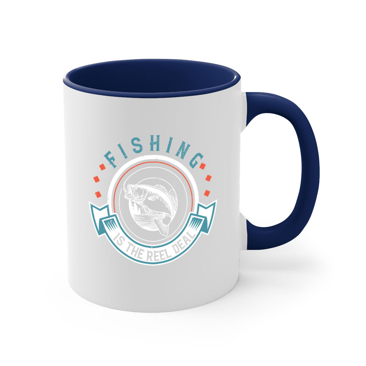 Fishing is the Reel Deal 271# Mug with colorful handle and glossy finish, perfect for coffee and tea lovers.