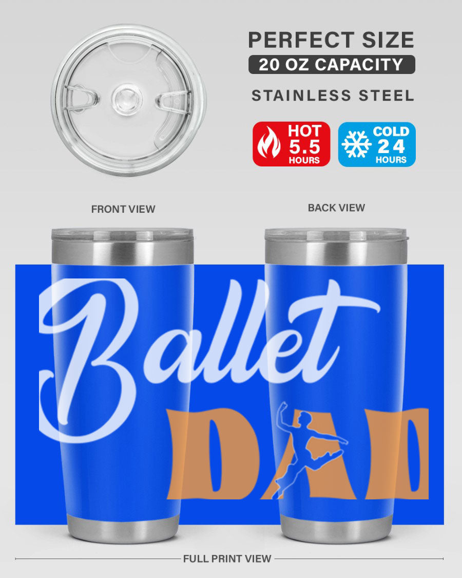 Fitted Dance Dad Ballet SVG Tumbler showcasing a stylish design with double wall vacuum stainless steel construction.
