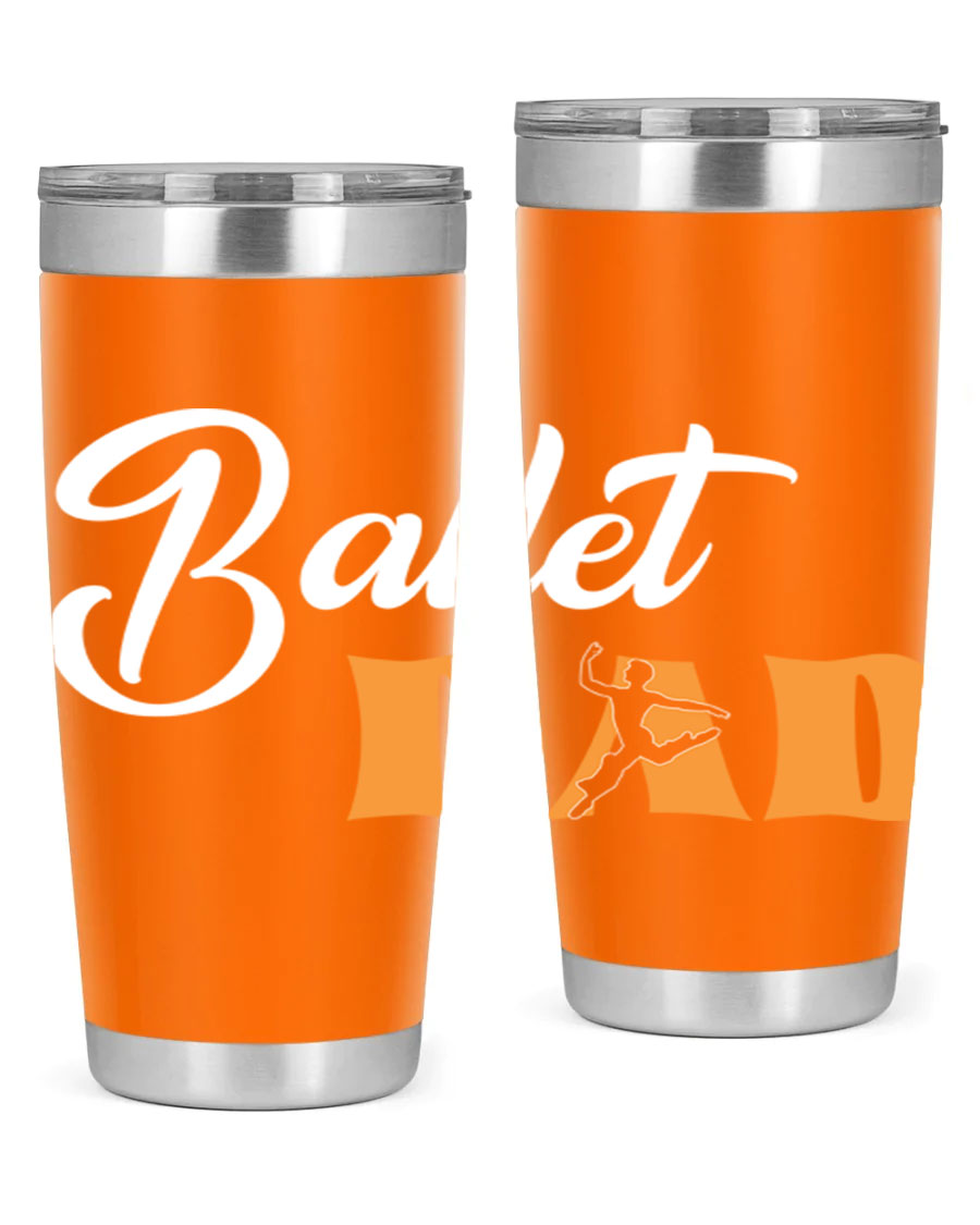 Fitted Dance Dad Ballet SVG Tumbler showcasing a stylish design with double wall vacuum stainless steel construction.