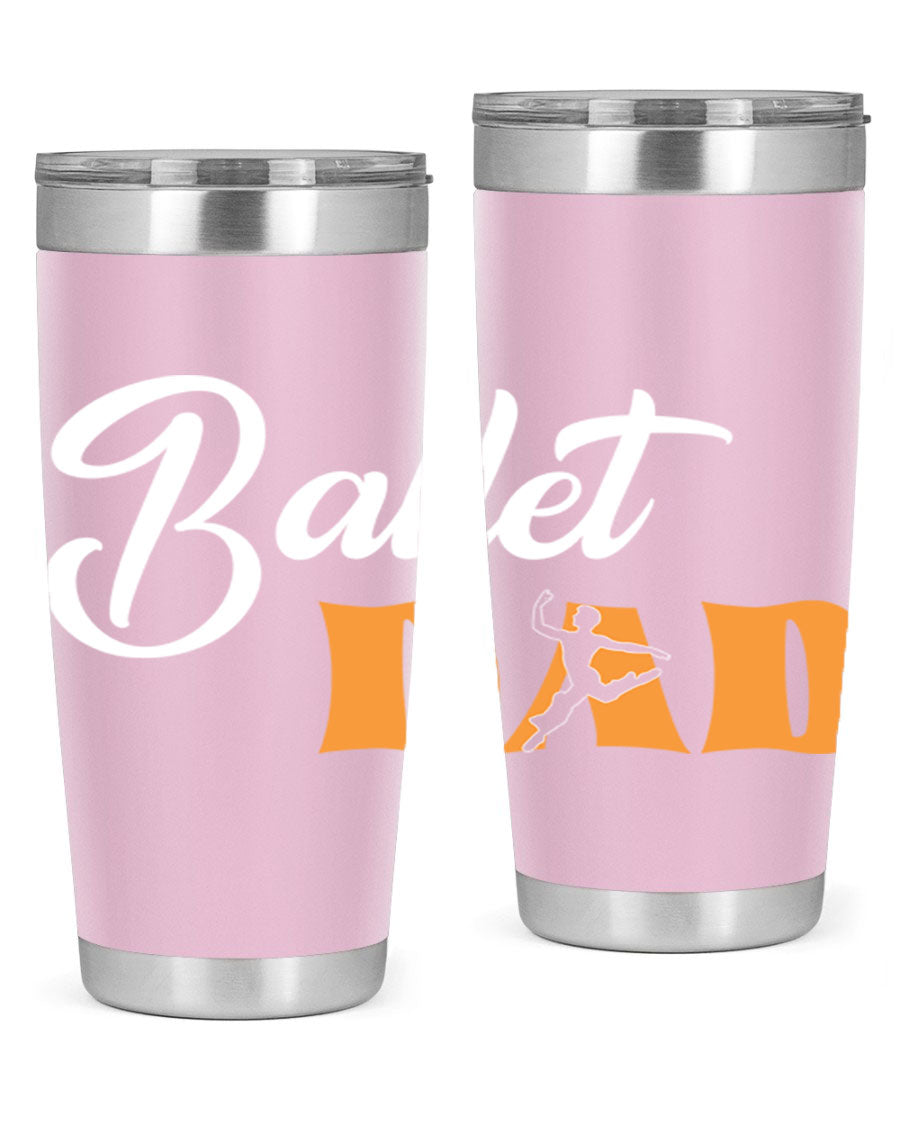 Fitted Dance Dad Ballet SVG Tumbler showcasing a stylish design with double wall vacuum stainless steel construction.