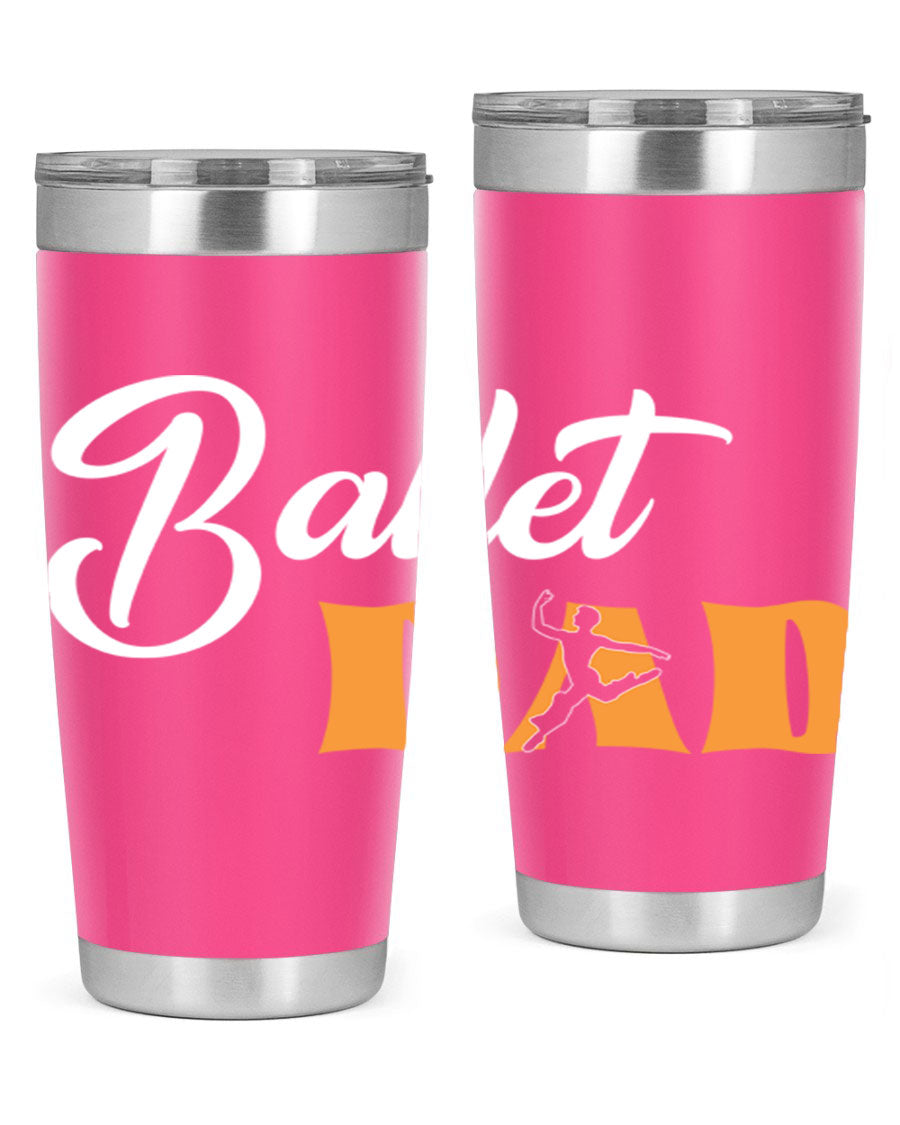 Fitted Dance Dad Ballet SVG Tumbler showcasing a stylish design with double wall vacuum stainless steel construction.