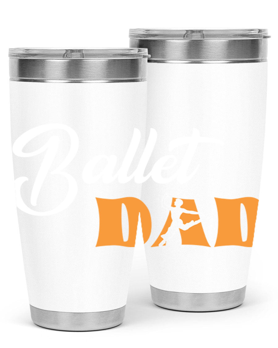 Fitted Dance Dad Ballet SVG Tumbler showcasing a stylish design with double wall vacuum stainless steel construction.