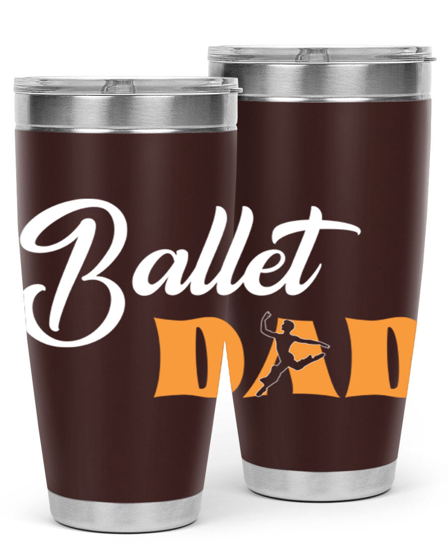 Fitted Dance Dad Ballet SVG Tumbler showcasing a stylish design with double wall vacuum stainless steel construction.