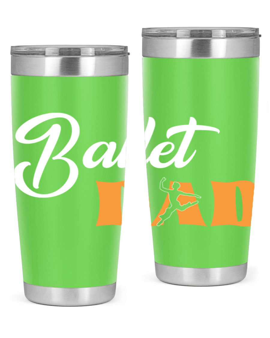 Fitted Dance Dad Ballet SVG Tumbler showcasing a stylish design with double wall vacuum stainless steel construction.