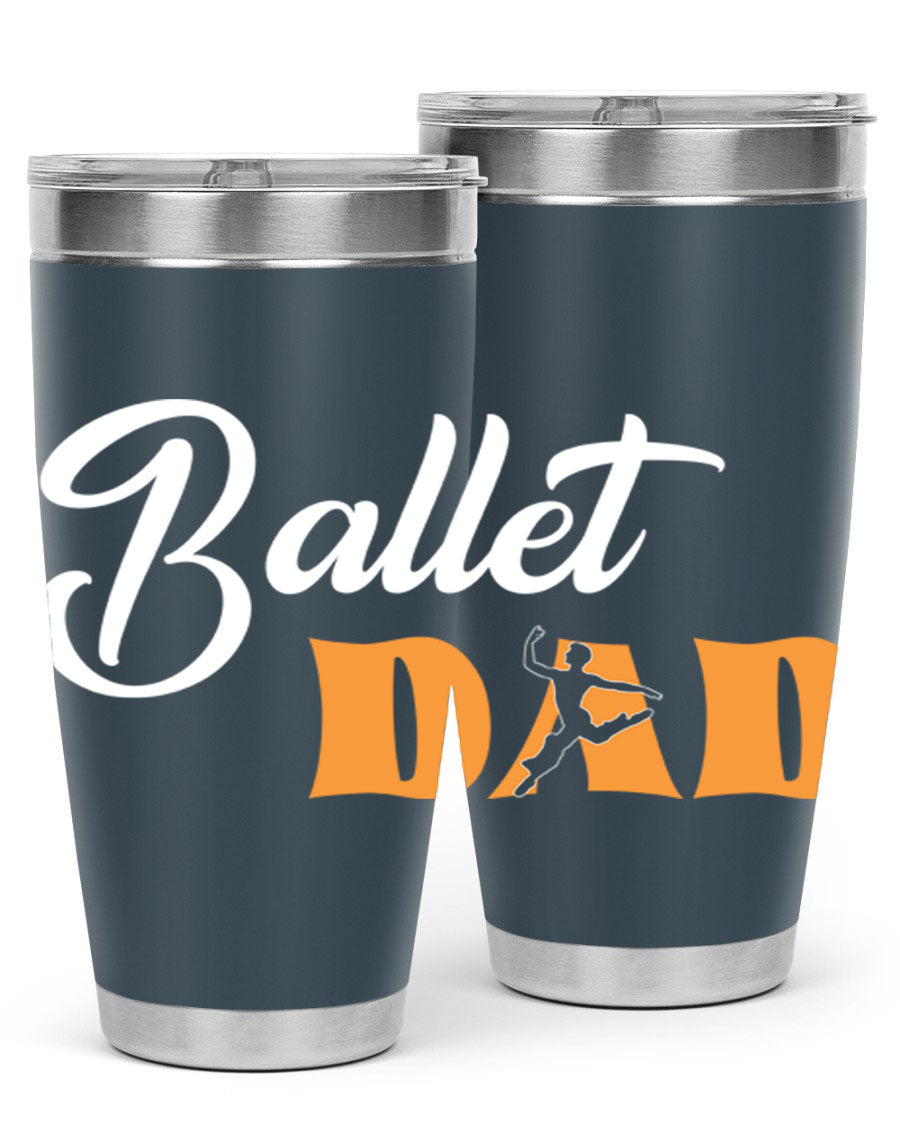 Fitted Dance Dad Ballet SVG Tumbler showcasing a stylish design with double wall vacuum stainless steel construction.