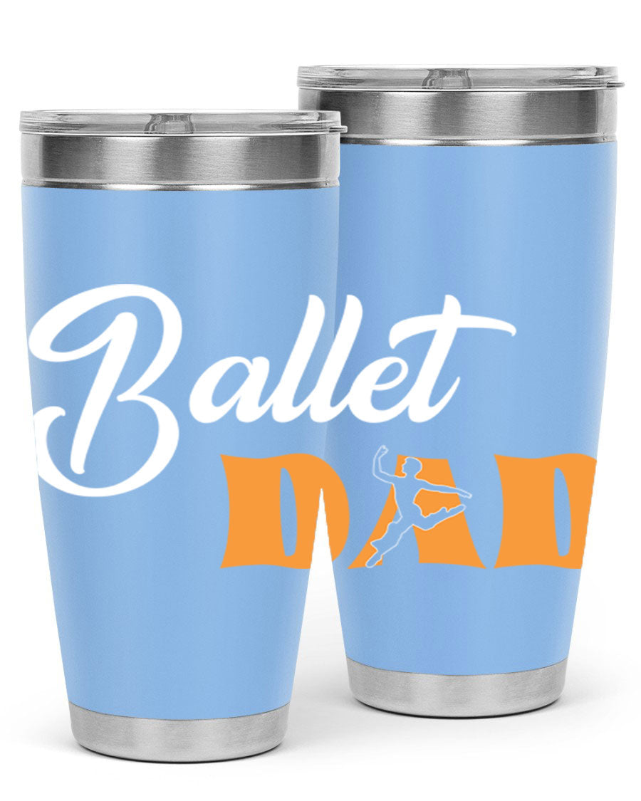Fitted Dance Dad Ballet SVG Tumbler showcasing a stylish design with double wall vacuum stainless steel construction.