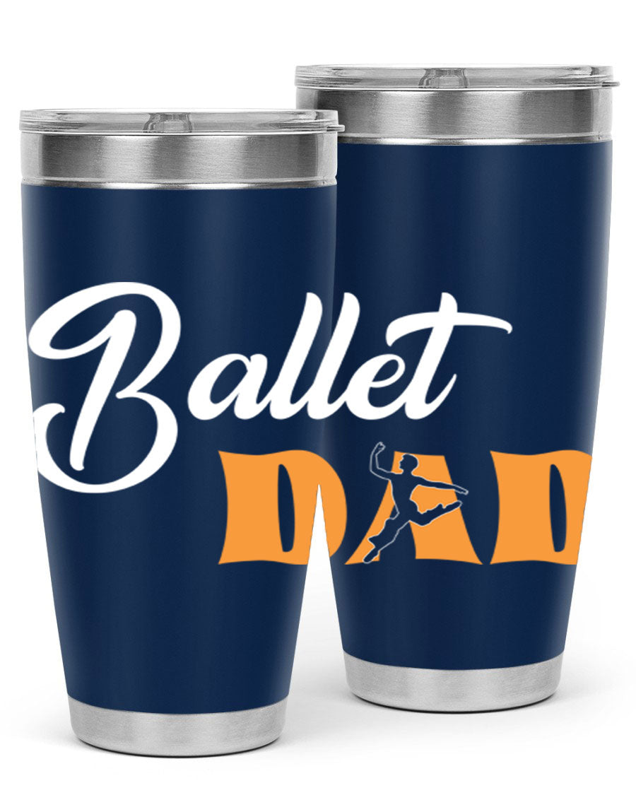 Fitted Dance Dad Ballet SVG Tumbler showcasing a stylish design with double wall vacuum stainless steel construction.
