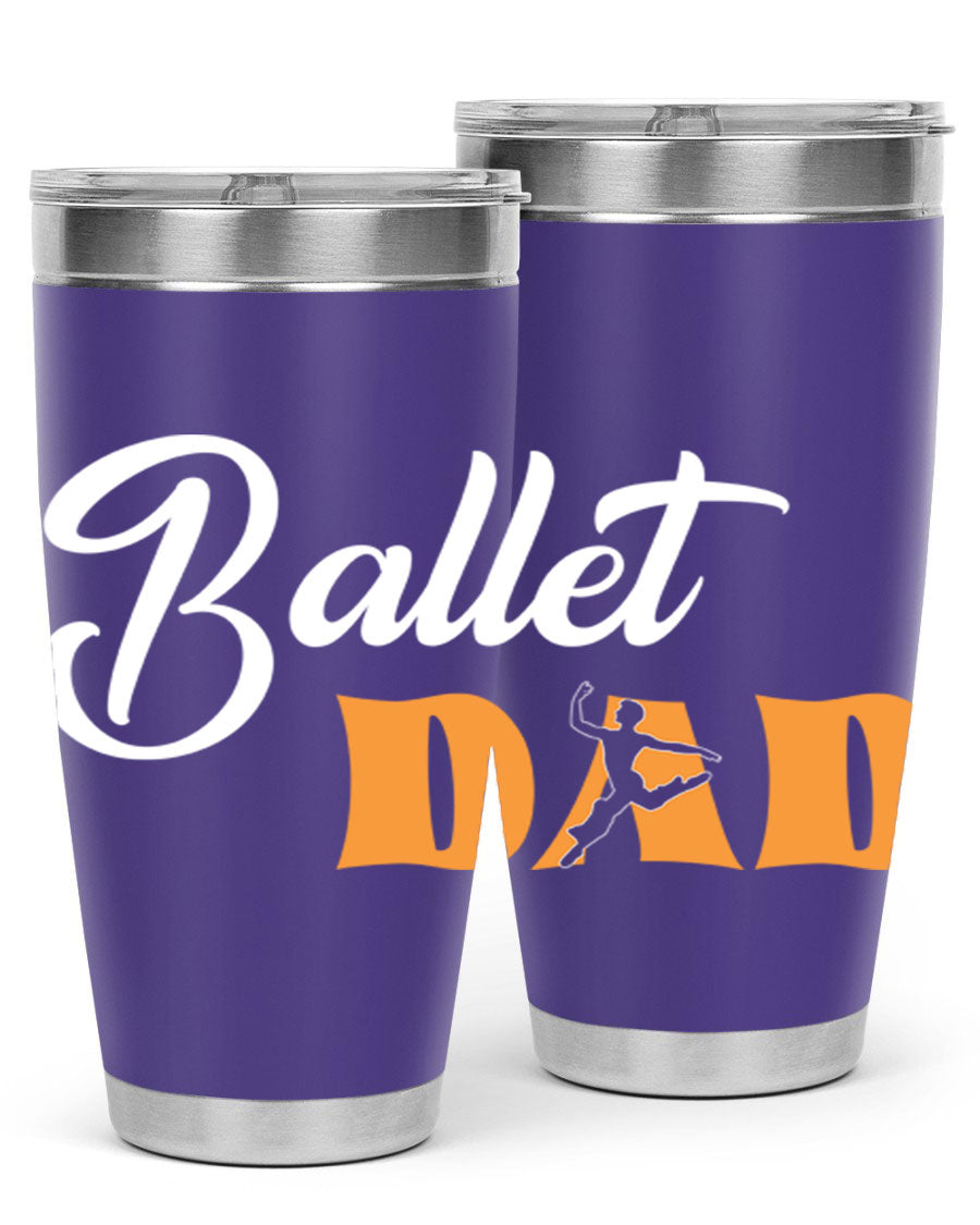 Fitted Dance Dad Ballet SVG Tumbler showcasing a stylish design with double wall vacuum stainless steel construction.
