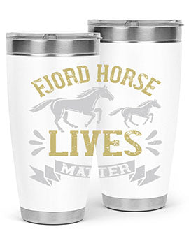 Fjord Horse Lives Matter Style 54# 20oz tumbler featuring a double wall vacuum design with a copper lining, ideal for hot and cold beverages.