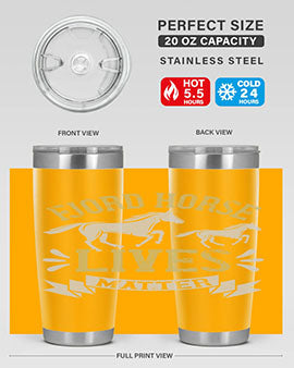 Fjord Horse Lives Matter Style 54# 20oz tumbler featuring a double wall vacuum design with a copper lining, ideal for hot and cold beverages.