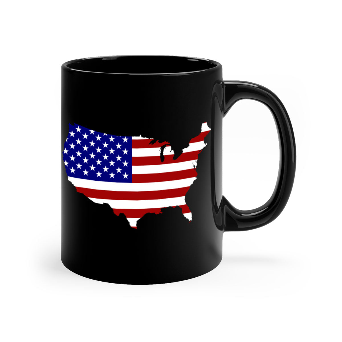 Ceramic coffee mug featuring a flag and map design with a glossy finish and colored handle.