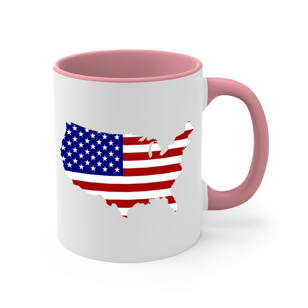 Ceramic coffee mug featuring a flag and map design with a glossy finish and colored handle.