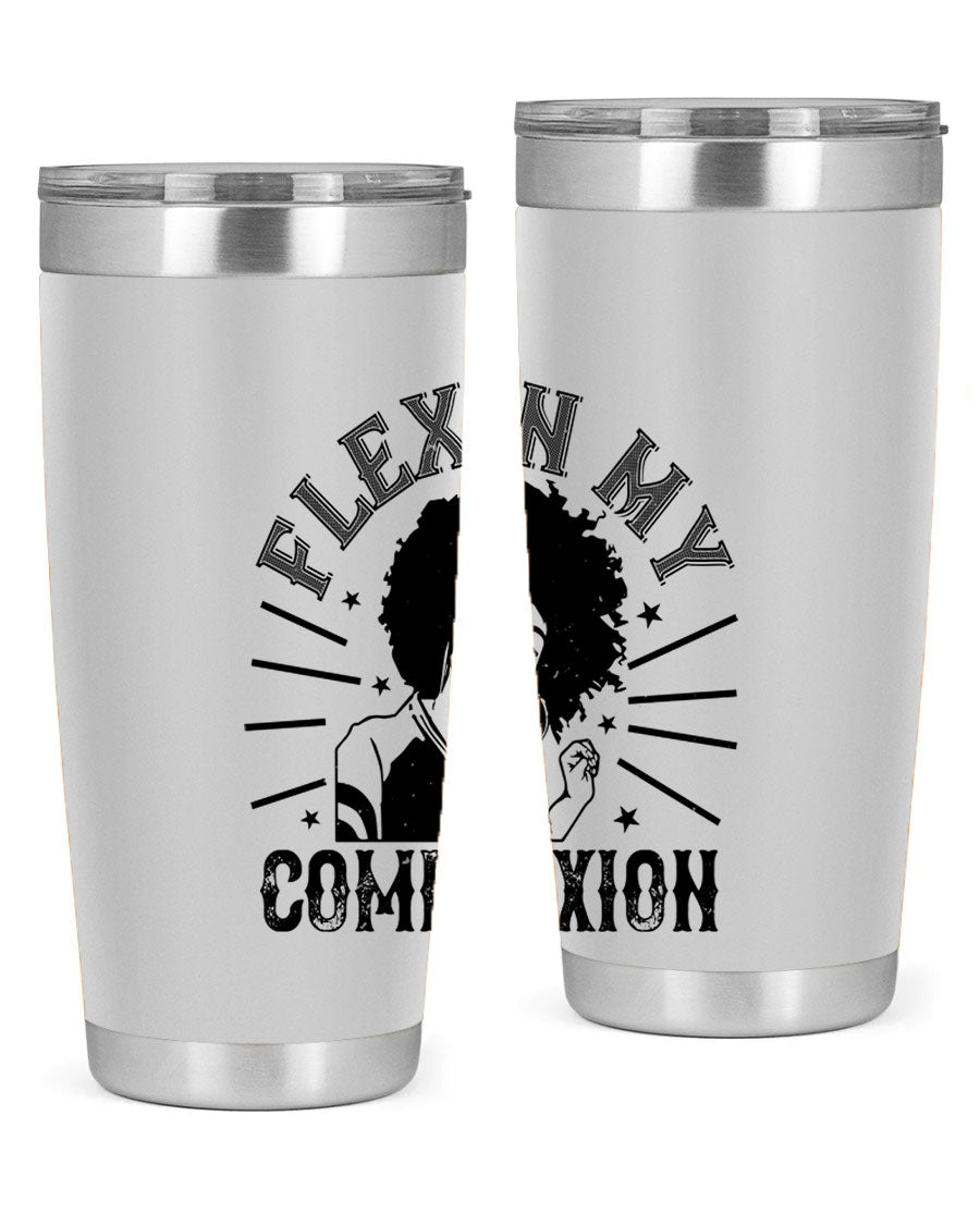 Flexin My Complexion Style 34# Afro Tumbler, a stylish 20oz stainless steel tumbler with vibrant Afro-inspired design.