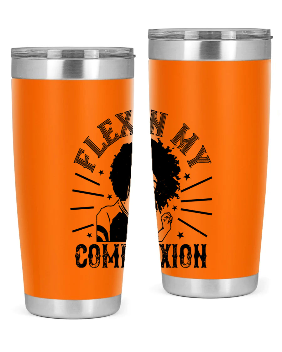 Flexin My Complexion Style 34# Afro Tumbler, a stylish 20oz stainless steel tumbler with vibrant Afro-inspired design.
