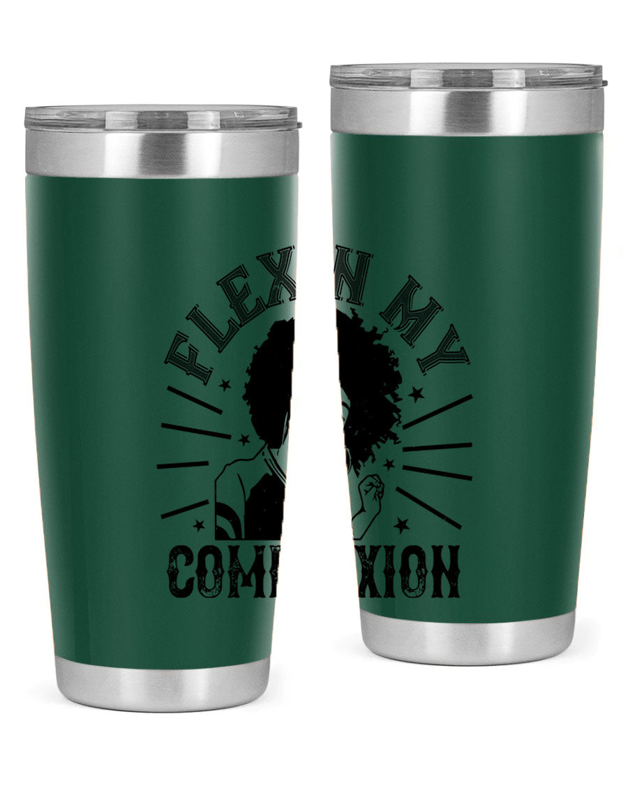 Flexin My Complexion Style 34# Afro Tumbler, a stylish 20oz stainless steel tumbler with vibrant Afro-inspired design.