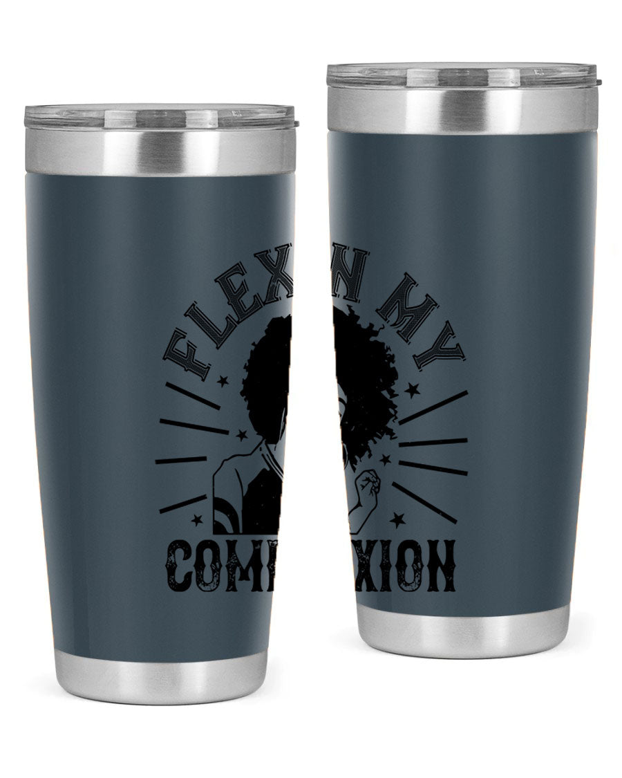 Flexin My Complexion Style 34# Afro Tumbler, a stylish 20oz stainless steel tumbler with vibrant Afro-inspired design.