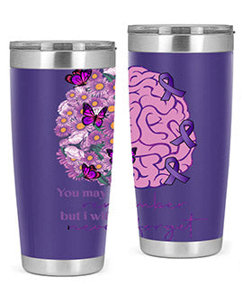 Floral Brain I Will Never Forget tumbler featuring a vibrant floral design, available in 20oz and 30oz sizes, made of stainless steel.