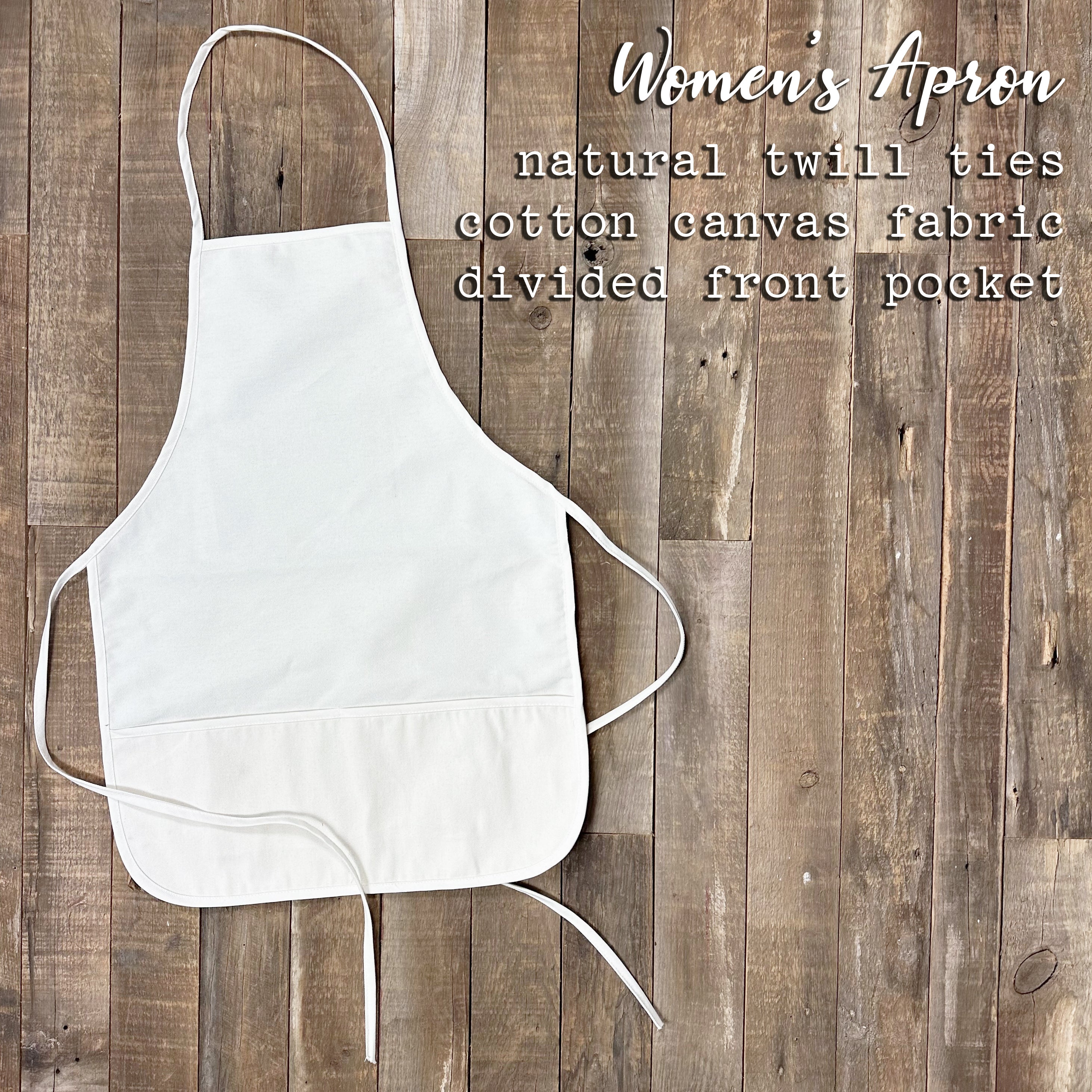 Floral Horseshoe Women's Apron featuring elegant floral design, adjustable neck, and divided front pocket, made from durable cotton canvas.