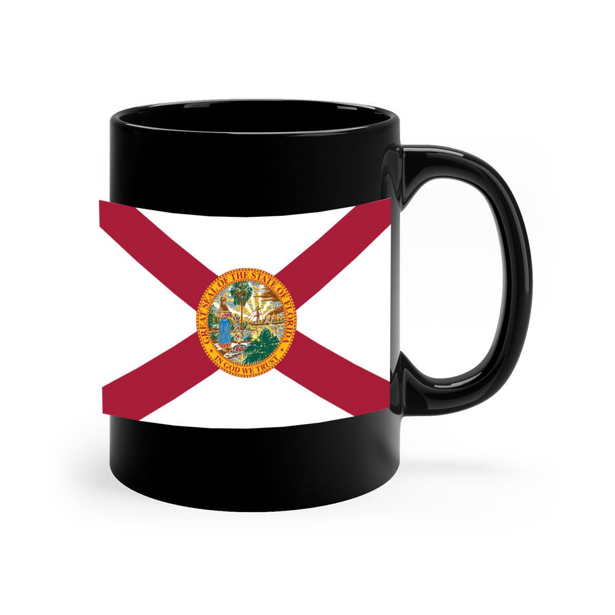 Florida 43# Mug featuring a glossy finish with a colored handle and interior, available in multiple colors and sizes.