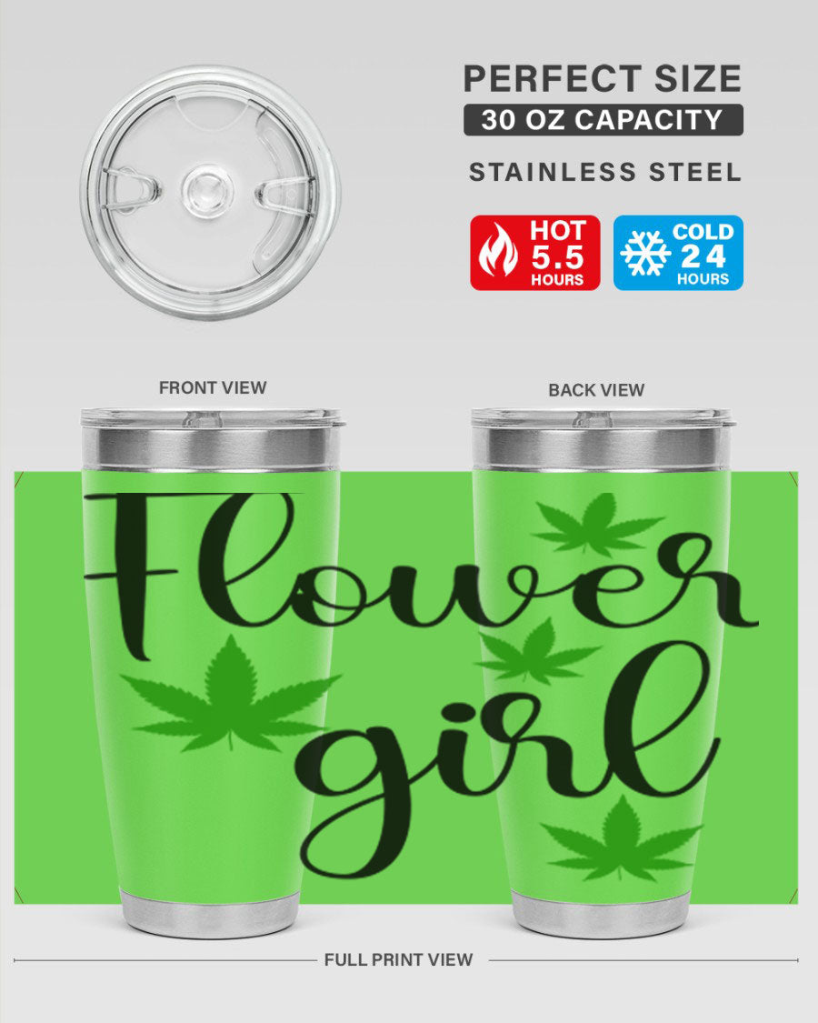 Flower Girl Cannabis 84# Tumbler in stainless steel with a stylish design, perfect for keeping drinks hot or cold.