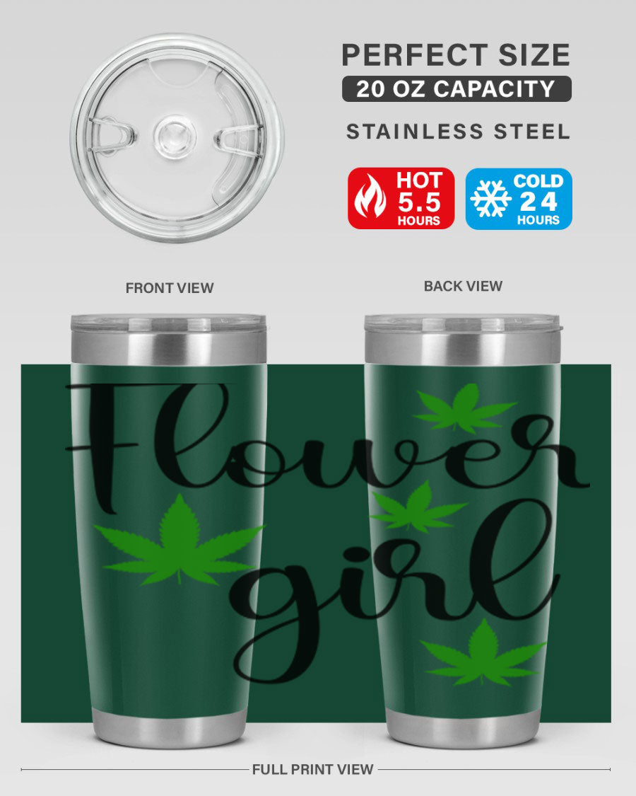 Flower Girl Cannabis 84# Tumbler in stainless steel with a stylish design, perfect for keeping drinks hot or cold.