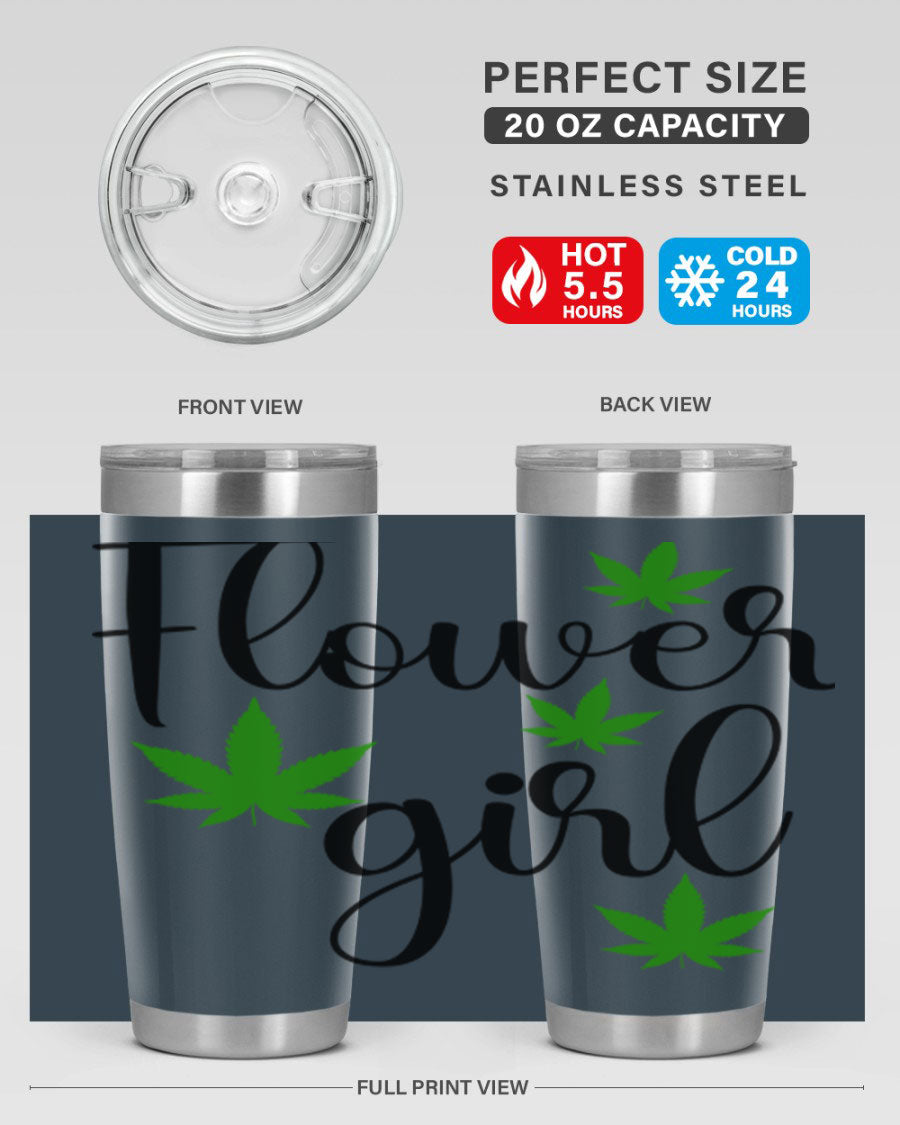 Flower Girl Cannabis 84# Tumbler in stainless steel with a stylish design, perfect for keeping drinks hot or cold.