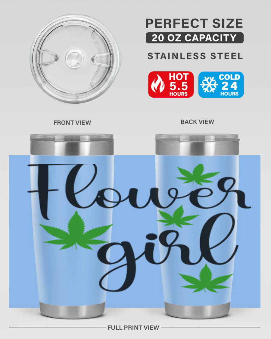 Flower Girl Cannabis 84# Tumbler in stainless steel with a stylish design, perfect for keeping drinks hot or cold.
