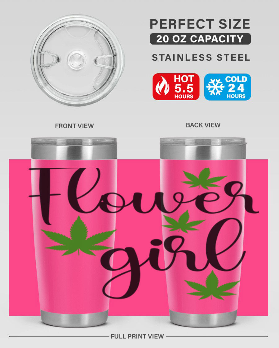 Flower Girl Cannabis 84# Tumbler in stainless steel with a stylish design, perfect for keeping drinks hot or cold.