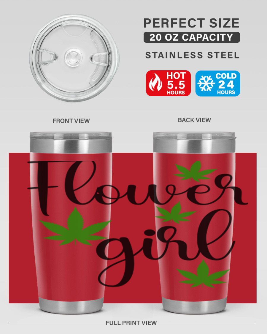 Flower Girl Cannabis 84# Tumbler in stainless steel with a stylish design, perfect for keeping drinks hot or cold.