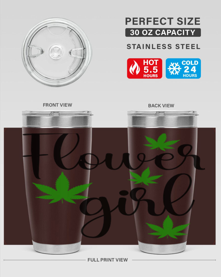 Flower Girl Cannabis 84# Tumbler in stainless steel with a stylish design, perfect for keeping drinks hot or cold.