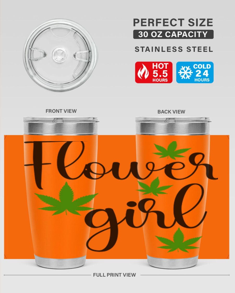 Flower Girl Cannabis 84# Tumbler in stainless steel with a stylish design, perfect for keeping drinks hot or cold.