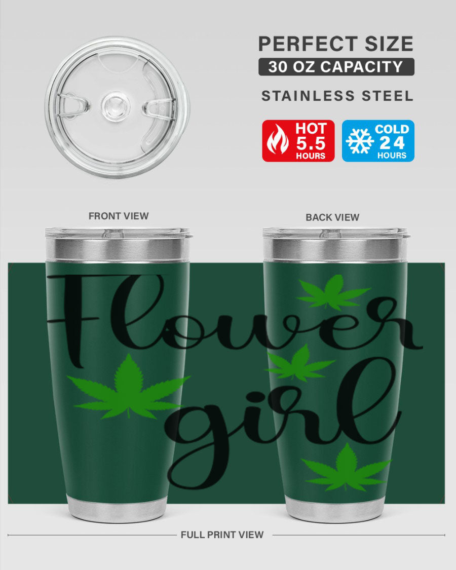 Flower Girl Cannabis 84# Tumbler in stainless steel with a stylish design, perfect for keeping drinks hot or cold.