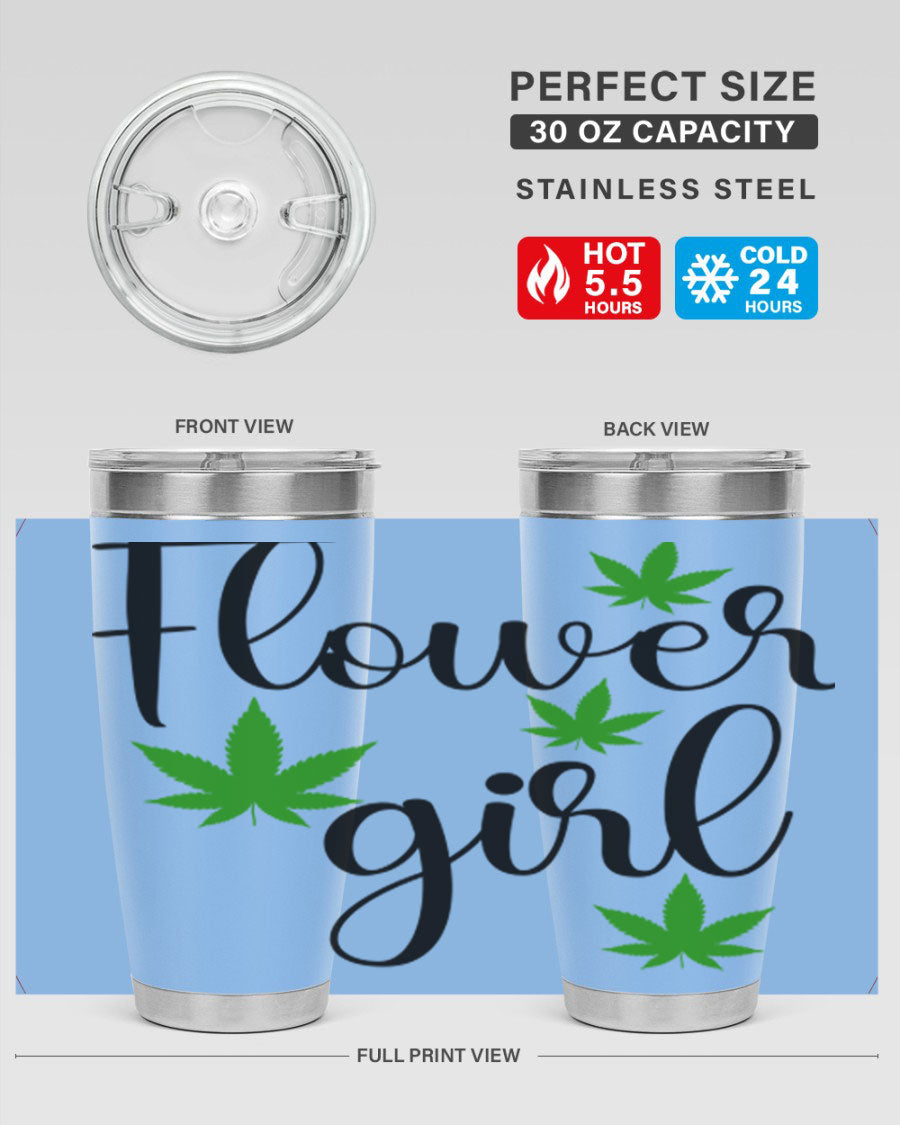 Flower Girl Cannabis 84# Tumbler in stainless steel with a stylish design, perfect for keeping drinks hot or cold.