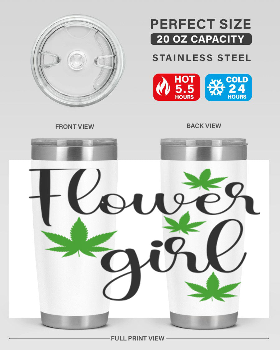Flower Girl Cannabis 84# Tumbler in stainless steel with a stylish design, perfect for keeping drinks hot or cold.