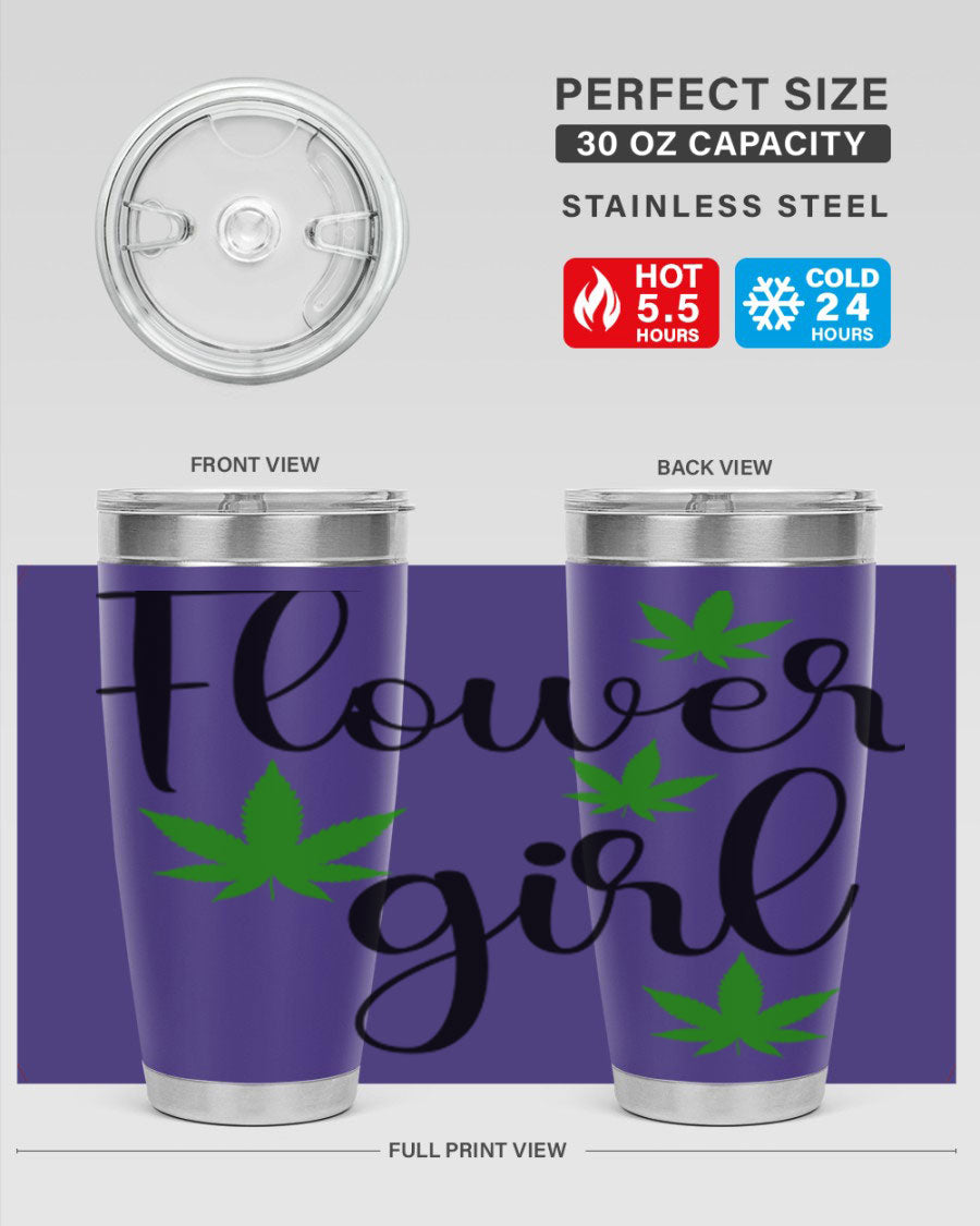 Flower Girl Cannabis 84# Tumbler in stainless steel with a stylish design, perfect for keeping drinks hot or cold.