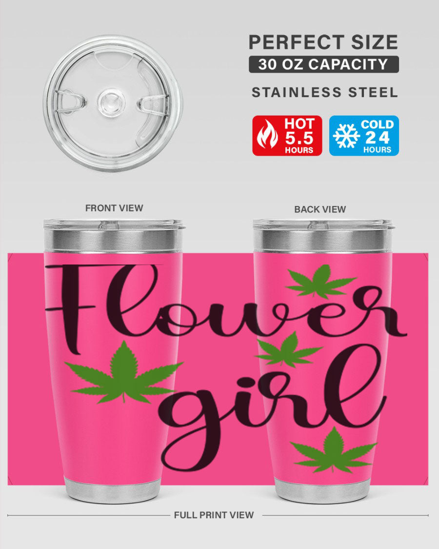 Flower Girl Cannabis 84# Tumbler in stainless steel with a stylish design, perfect for keeping drinks hot or cold.