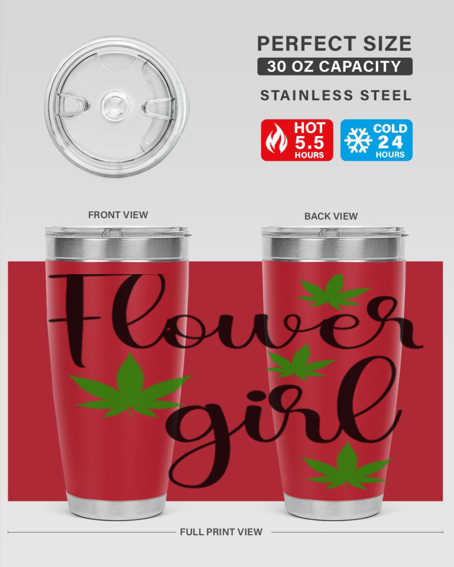 Flower Girl Cannabis 84# Tumbler in stainless steel with a stylish design, perfect for keeping drinks hot or cold.