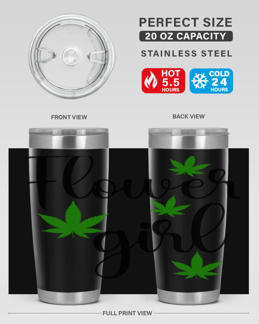 Flower Girl Cannabis 84# Tumbler in stainless steel with a stylish design, perfect for keeping drinks hot or cold.