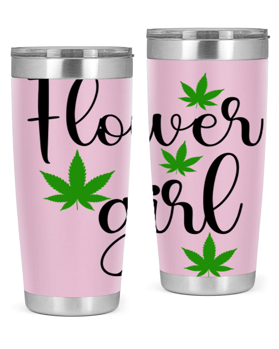 Flower Girl Cannabis 84# Tumbler in stainless steel with a stylish design, perfect for keeping drinks hot or cold.