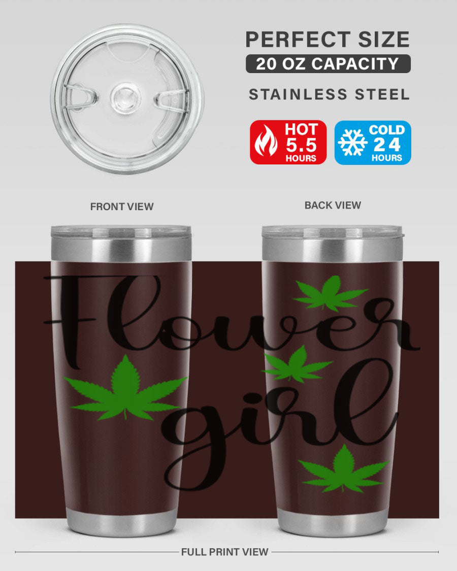 Flower Girl Cannabis 84# Tumbler in stainless steel with a stylish design, perfect for keeping drinks hot or cold.