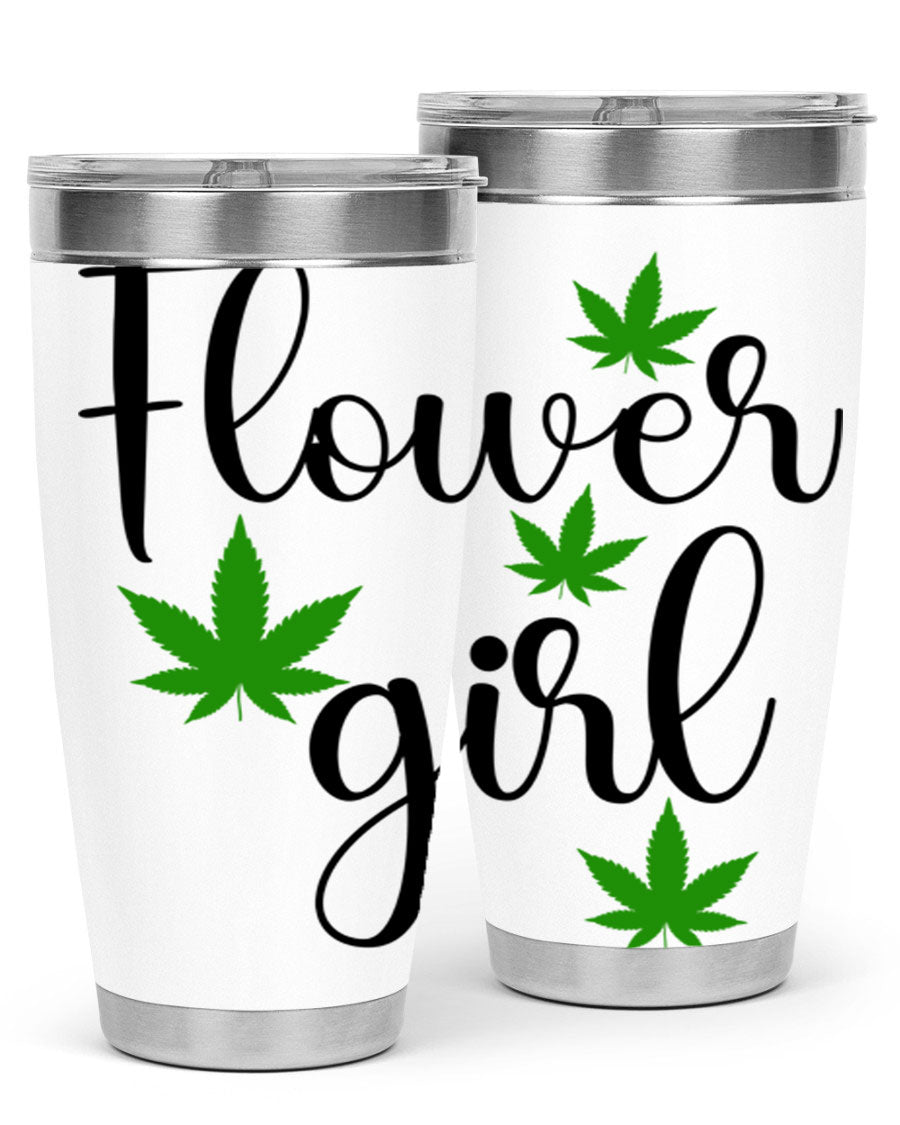 Flower Girl Cannabis 84# Tumbler in stainless steel with a stylish design, perfect for keeping drinks hot or cold.