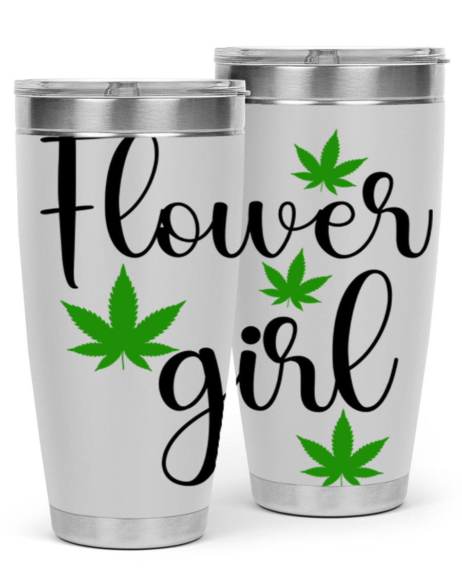 Flower Girl Cannabis 84# Tumbler in stainless steel with a stylish design, perfect for keeping drinks hot or cold.